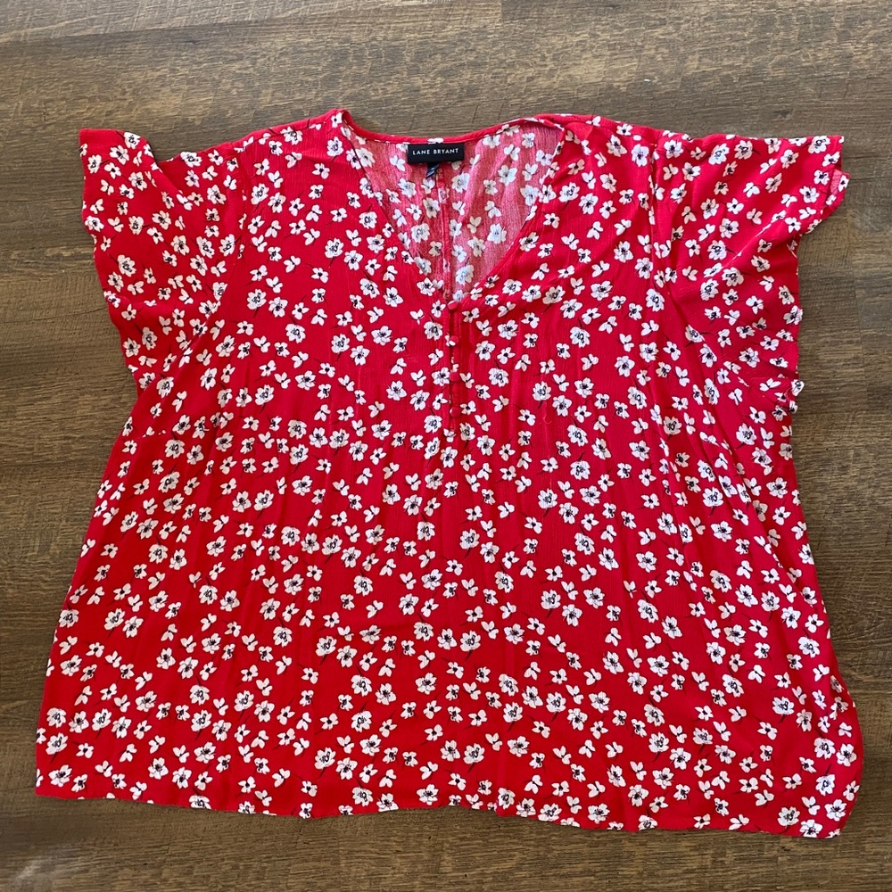 Lane Bryant | Floral Blouse | Red